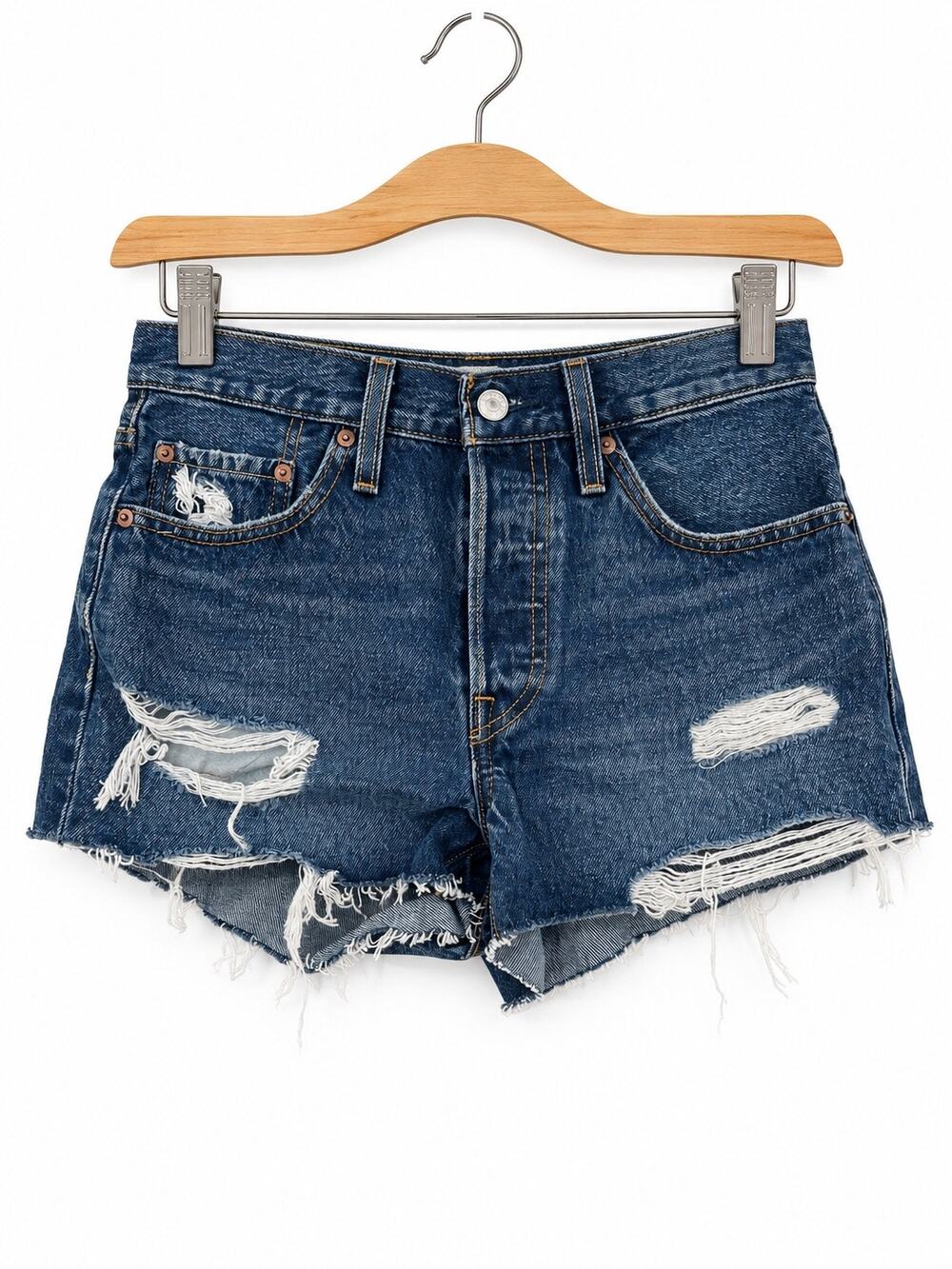 Levi's Denim Cutoff Shorts Medium Wash Distressed Womens 26 NWOT